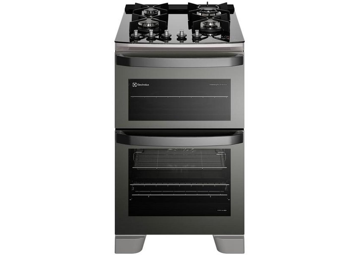 Fogão 4 Bocas Electrolux Cinza Duplo Forno Acendimento Superautomático Expert FE4AD