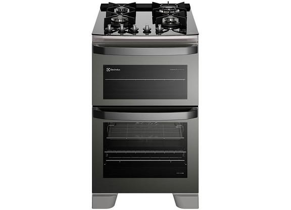 Fogão 4 Bocas Electrolux Cinza Duplo Forno Acendimento Superautomático Expert FE4AD