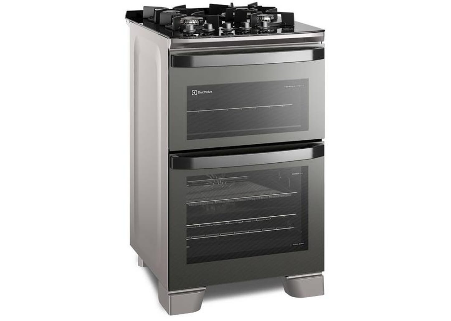 Fogão 4 Bocas Electrolux Cinza Duplo Forno Acendimento Superautomático Expert FE4AD