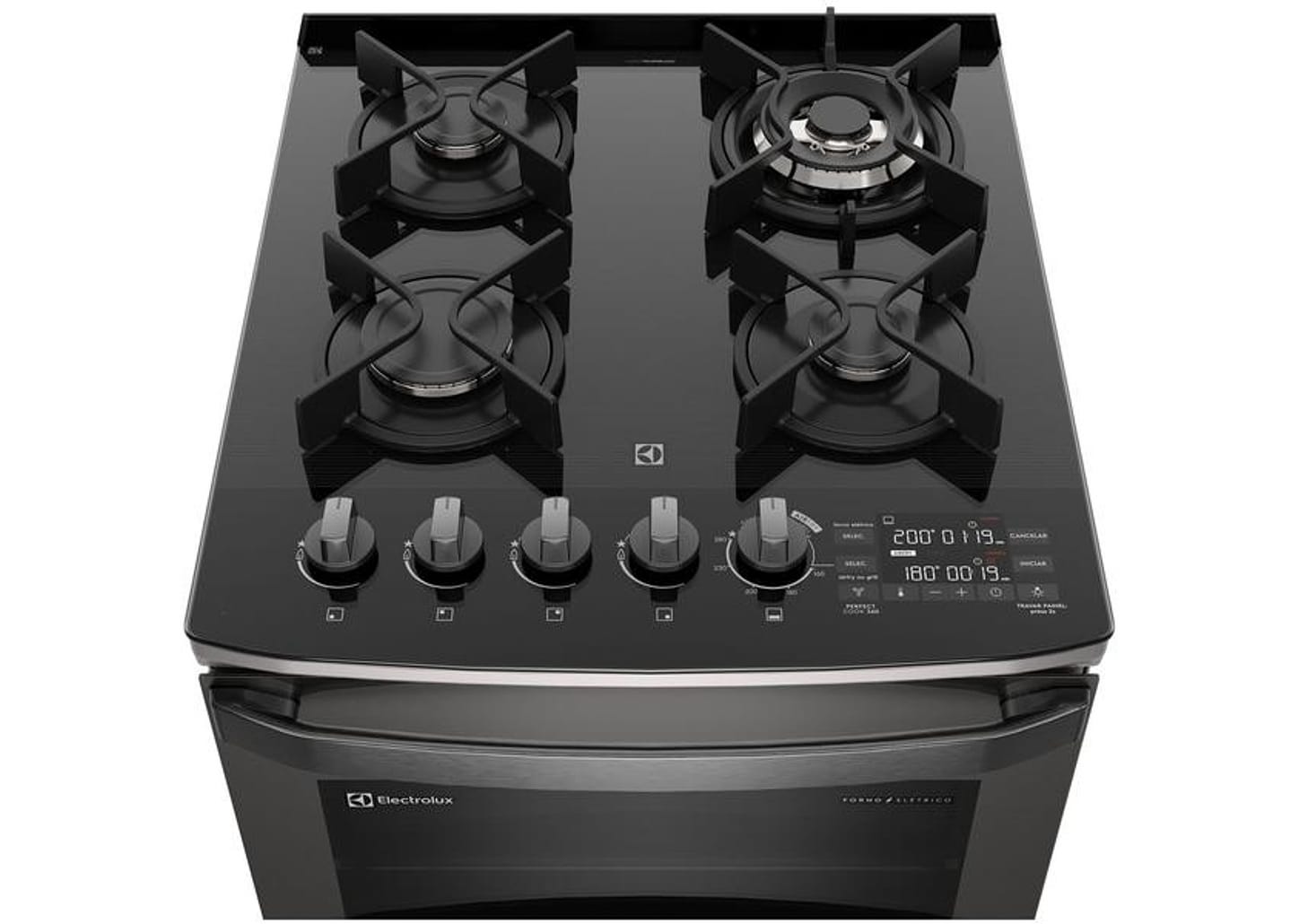 Fogão 4 Bocas Electrolux Cinza Duplo Forno Acendimento Superautomático Expert FE4AD