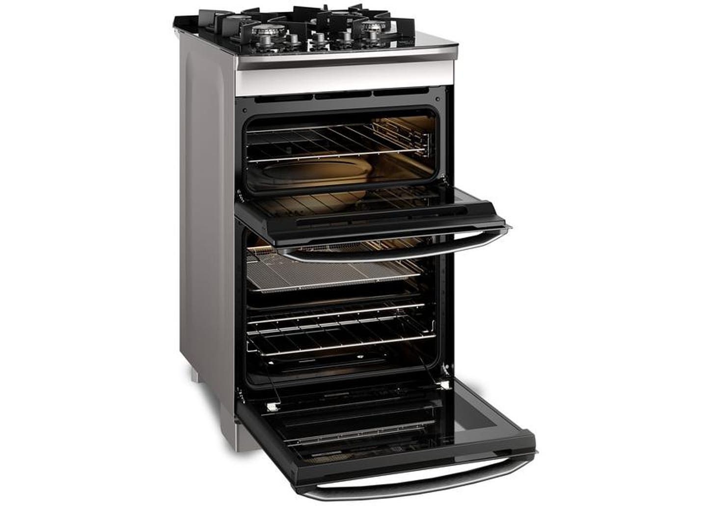 Fogão 4 Bocas Electrolux Cinza Duplo Forno Acendimento Superautomático Expert FE4AD