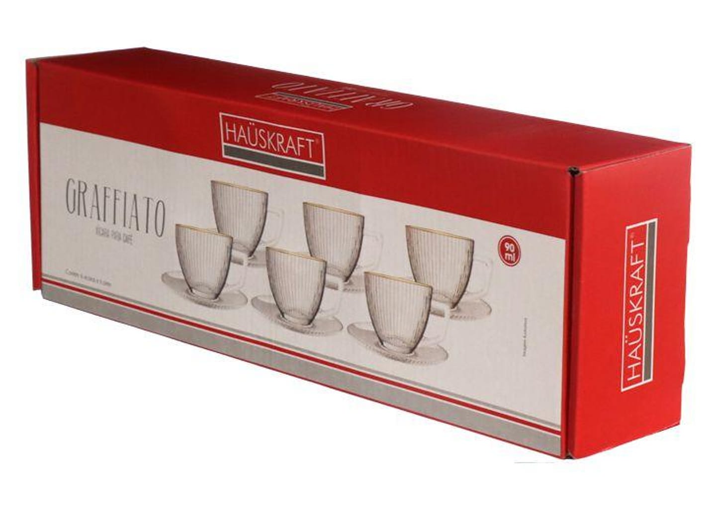 Jogo de Xícaras de Café 90ml Hauskraft Graffiato 6 Peças
