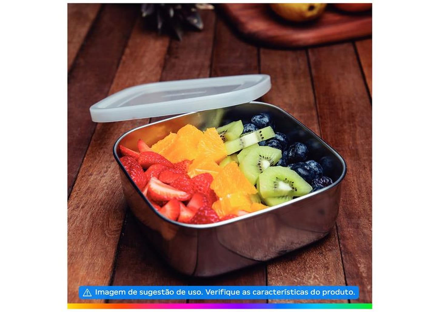 Pote Inox Tramontina com Tampa Quadrado 1,2L