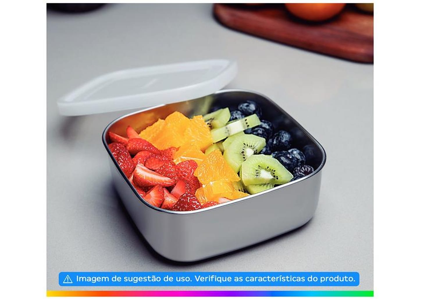 Pote Inox Tramontina com Tampa Quadrado 1,2L