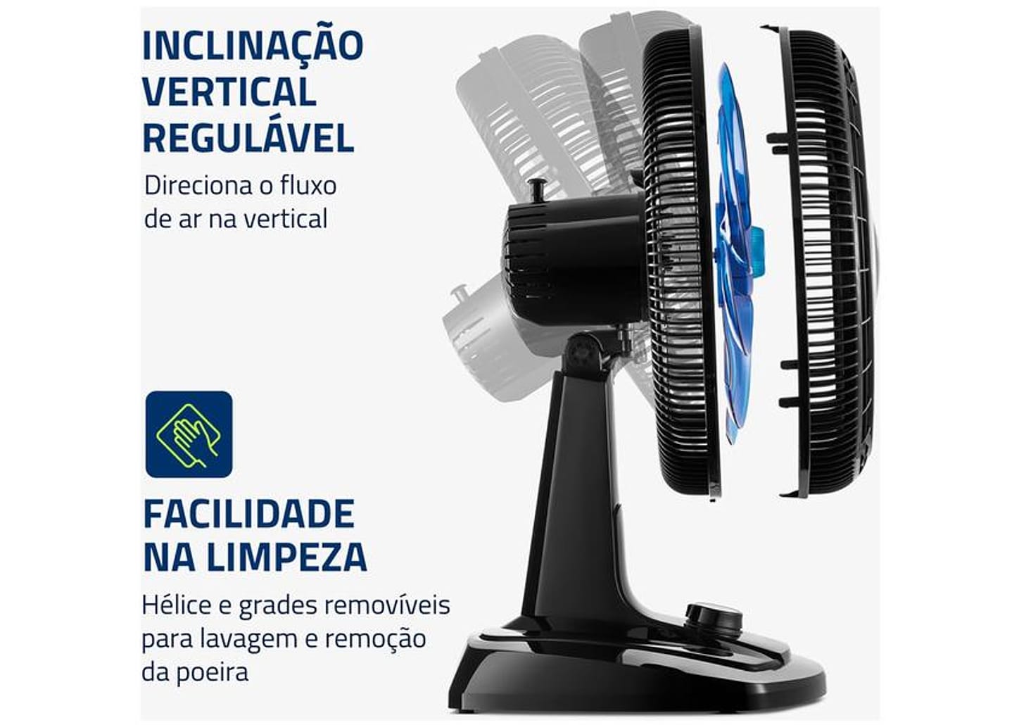 Ventilador de Mesa Mondial Super Turbo VTX-40-Crystal 40cm 8 Pás 3 Velocidades Preto