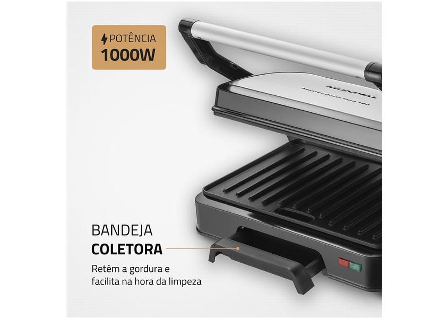 Grill Mondial PG-01-180 Master Press Duo 3 em 1 Retangular com Chapa 1000W
