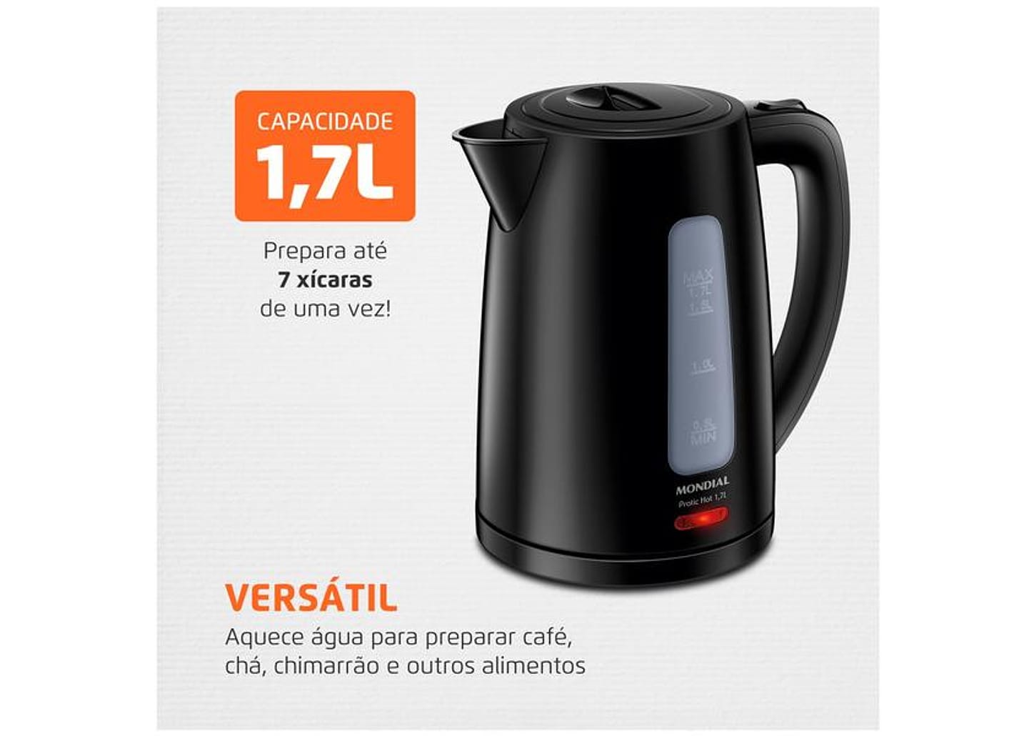 Chaleira Elétrica Mondial Pratic Hot CE-17 Preta 1,7L