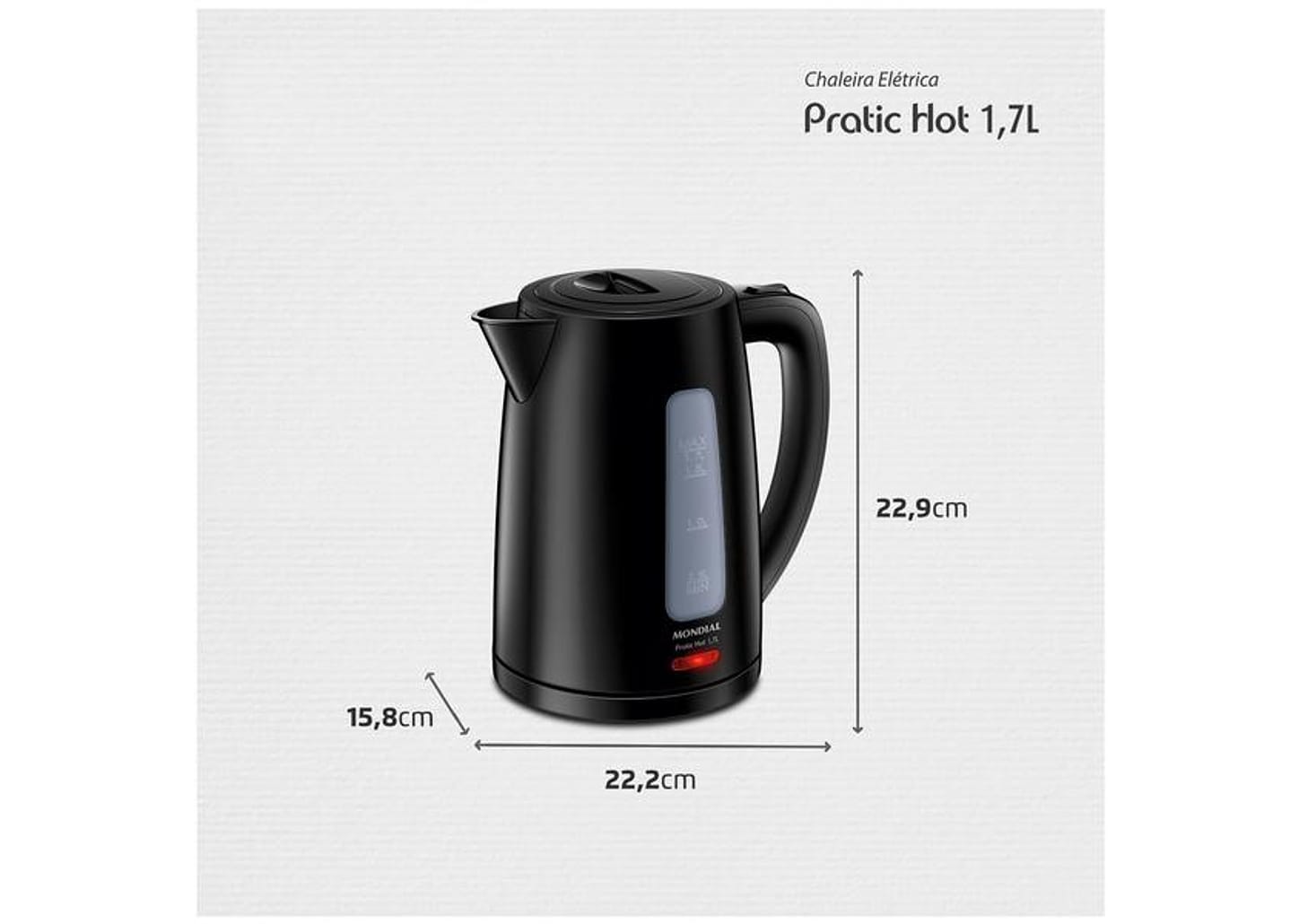 Chaleira Elétrica Mondial Pratic Hot CE-17 Preta 1,7L