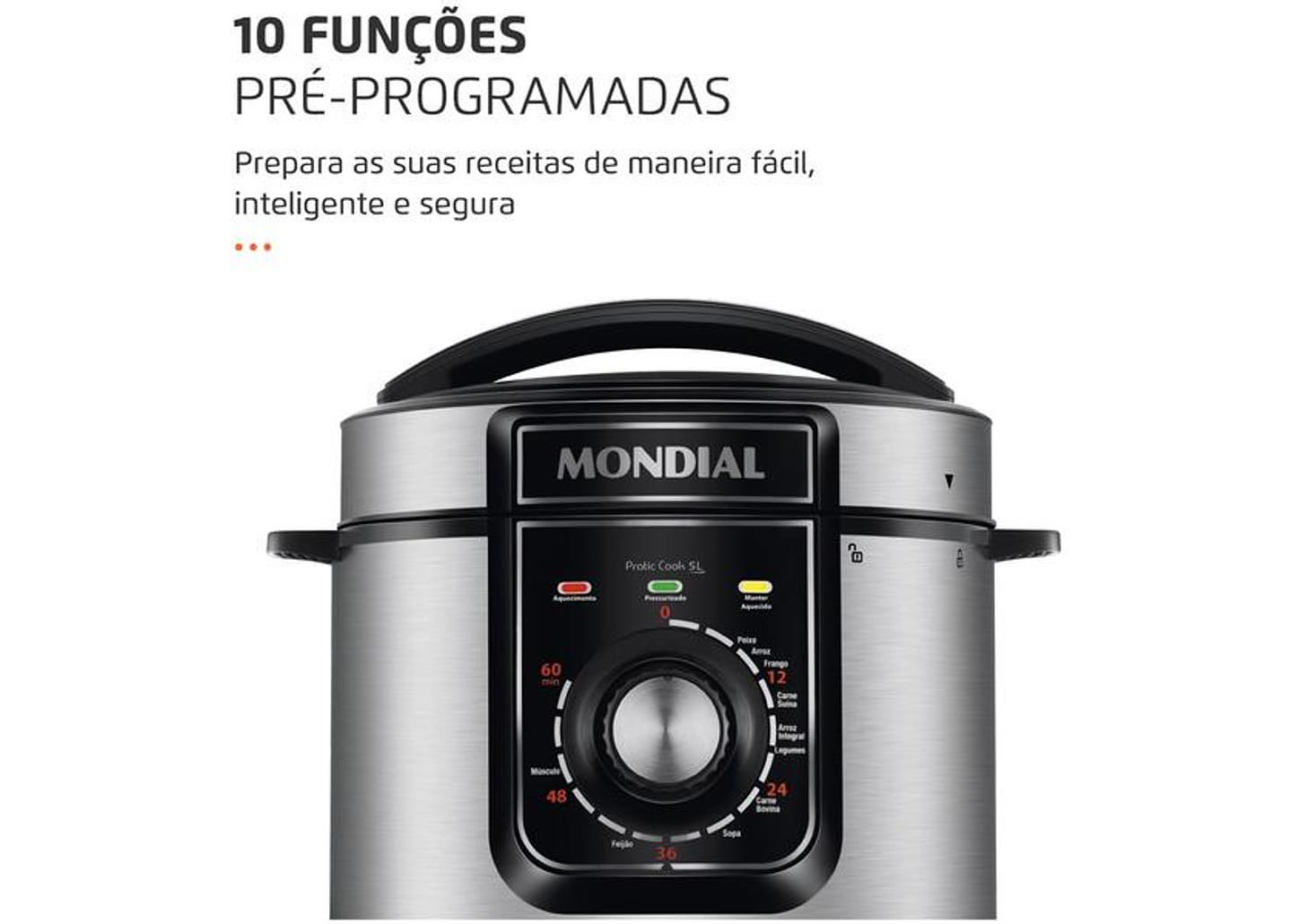 Panela de Pressão Elétrica 5L Mondial Pratic Cook PE-48-5L-I
