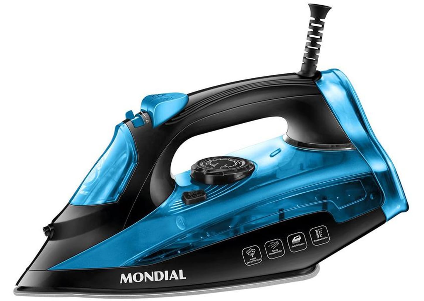 Ferro de Passar Roupa a Vapor Mondial F-53 Preto e Azul