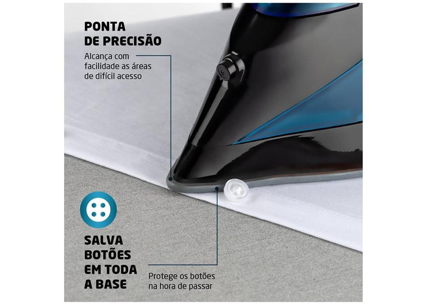 Ferro de Passar Roupa a Vapor Mondial F-53 Preto e Azul