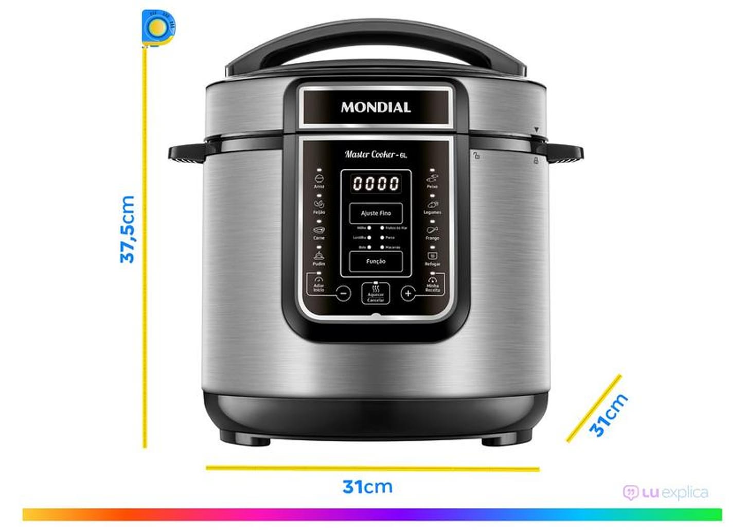 Panela de Pressão Elétrica 6L Mondial Digital Master Cooker PE-60-6L-I