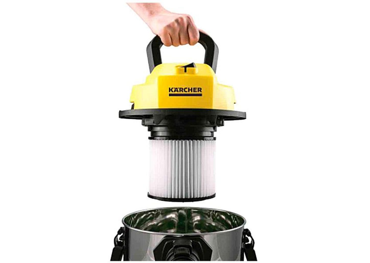 Aspirador de Pó e Água 3 em 1 Kärcher com Filtro HEPA 1700W WDL 1S Amarelo