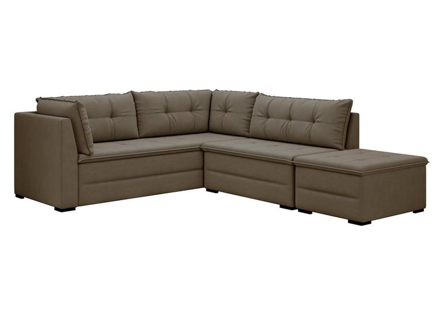 Sofá de Canto 6 Lugares com Puff Veluplus Vegas