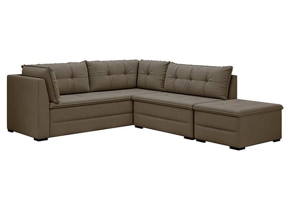 Sofá de Canto 6 Lugares com Puff Veluplus Vegas