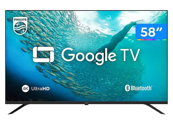 Smart TV 58" 4K UHD D-LED Philips Série 7019 58PUG7019/78 Wi-Fi Bluetooth Google Assistente 3 HDMI 2 USB