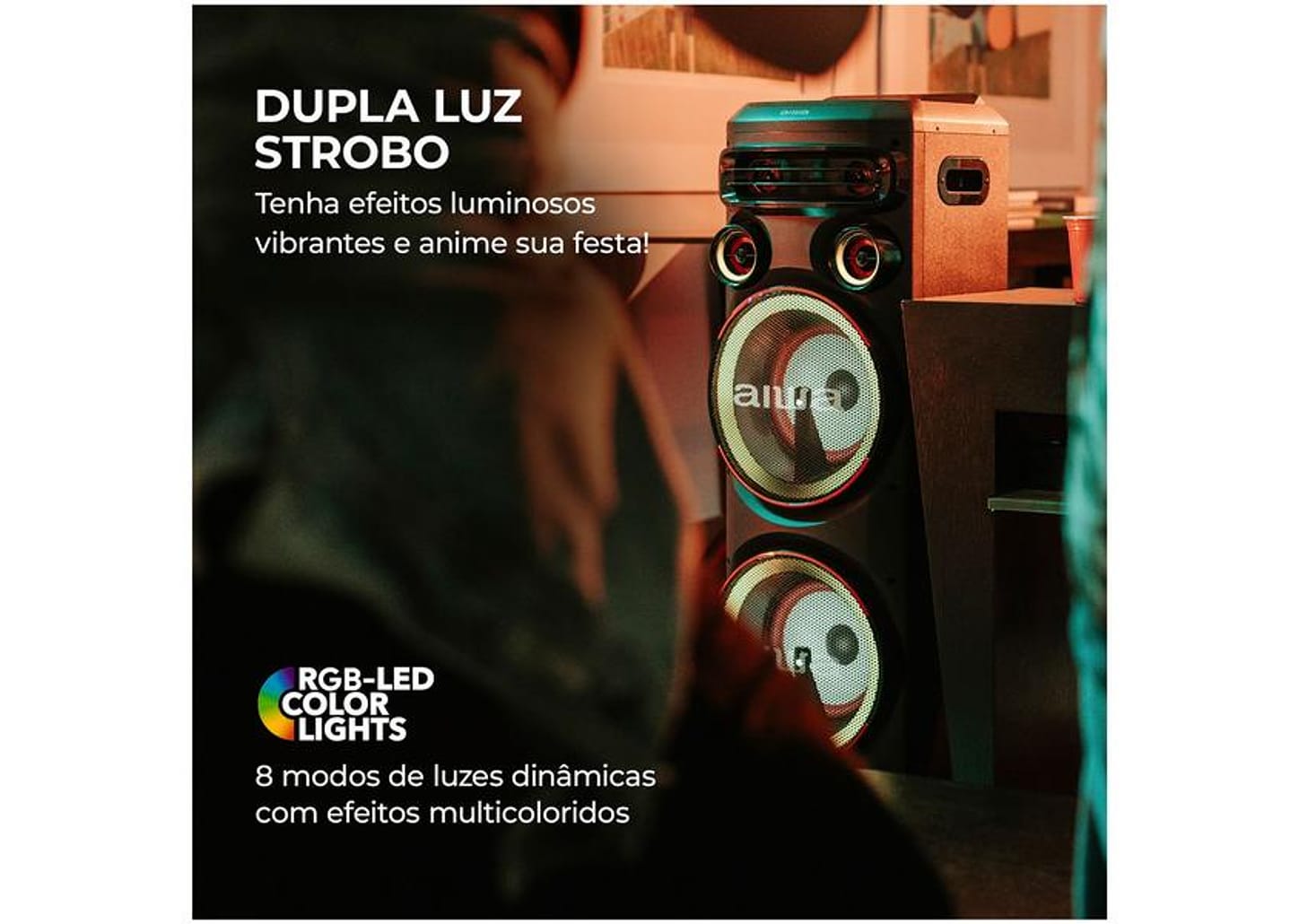 Caixa de Som Torre Aiwa AWS-T2W-02 Bluetooth 2300W RMS Amplificada