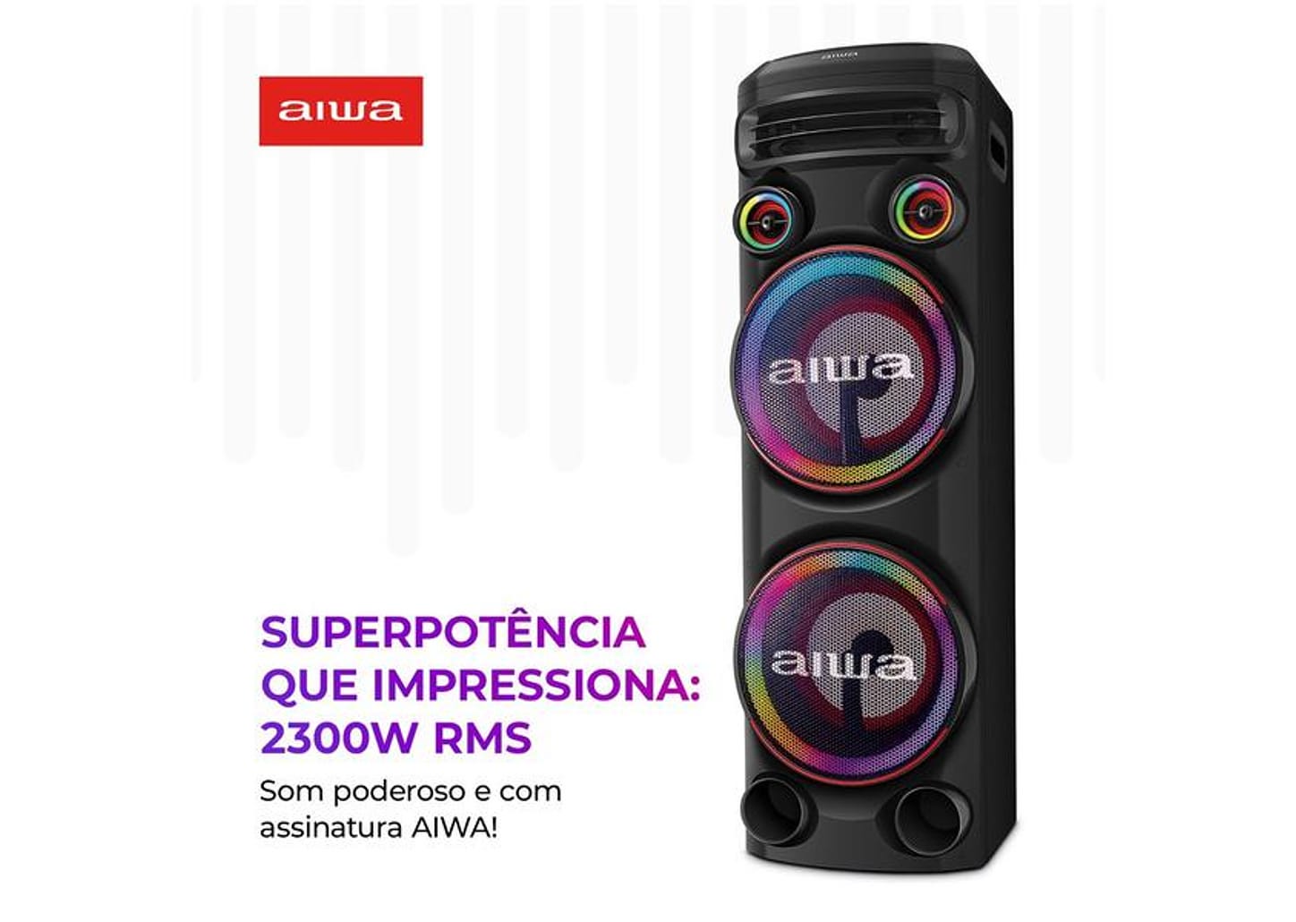 Caixa de Som Torre Aiwa AWS-T2W-02 Bluetooth 2300W RMS Amplificada