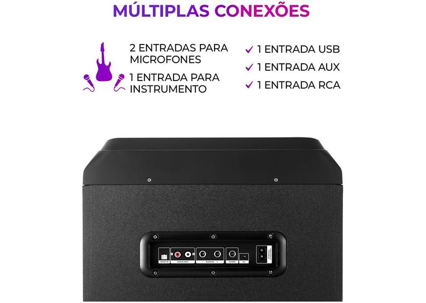 Caixa de Som Torre Aiwa AWS-T2W-02 Bluetooth 2300W RMS Amplificada