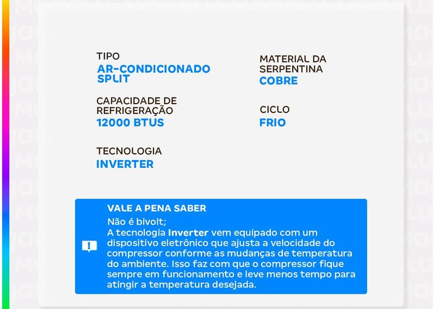 Ar-condicionado Split 12000 BTUs Consul Inverter Frio CBL12EB