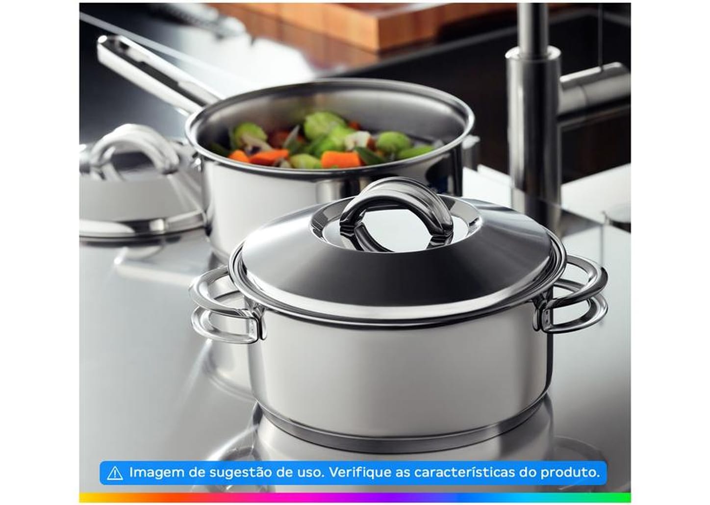 Jogo de Panelas Tramontina de Inox Prata 5 peças Solar