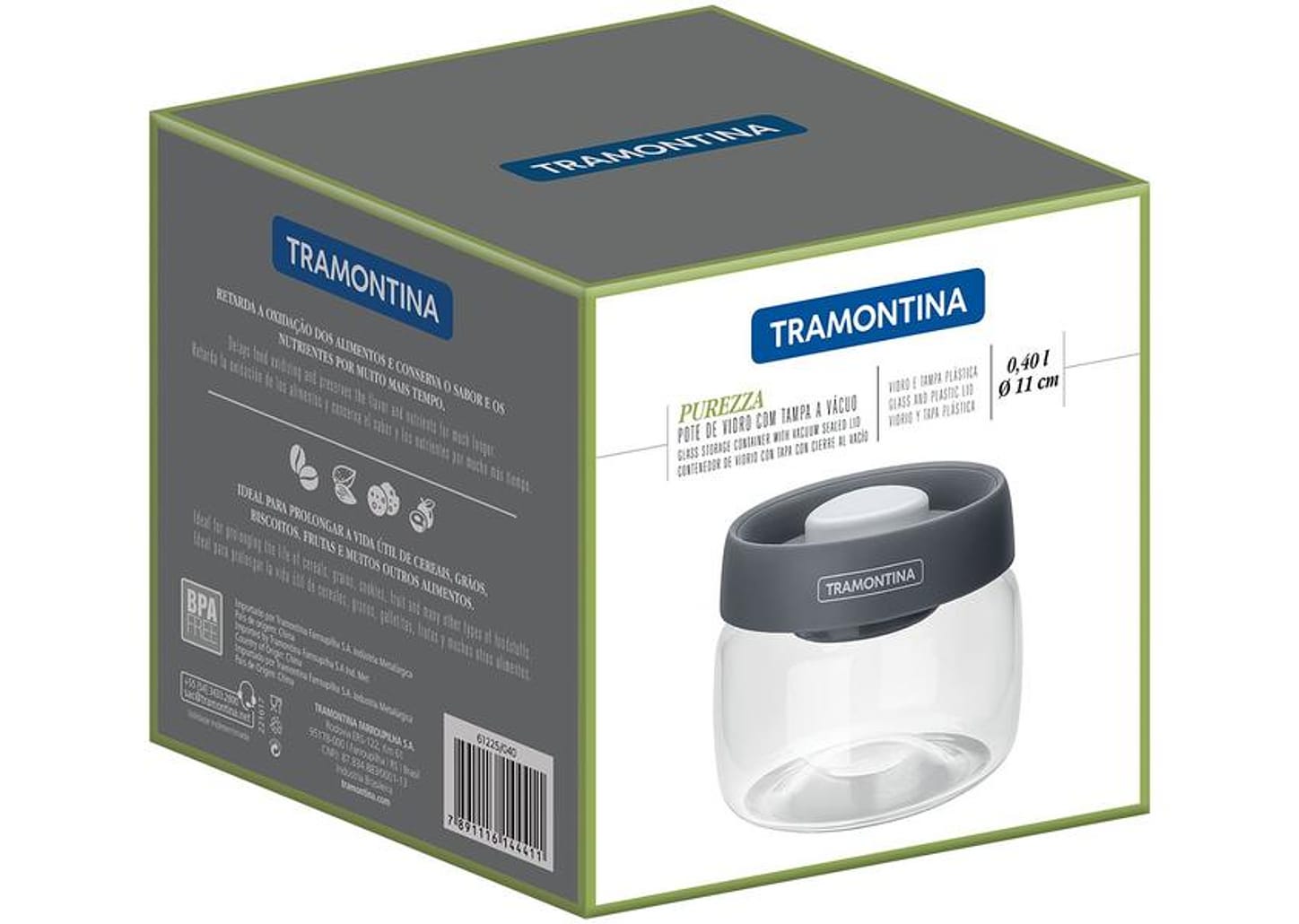 Pote de Vidro Hermético Tramontina com Tampa Redondo 400ml Purezza