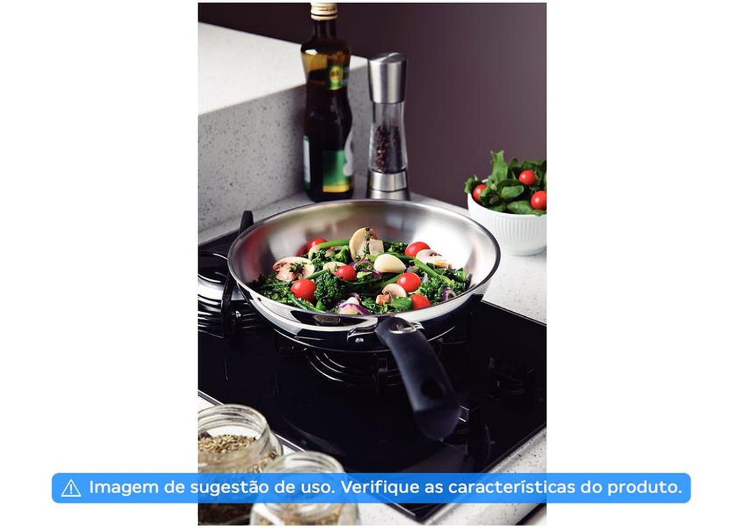 Frigideira Tramontina Inox Fundo Triplo Solar Silicone 62135240 24cm