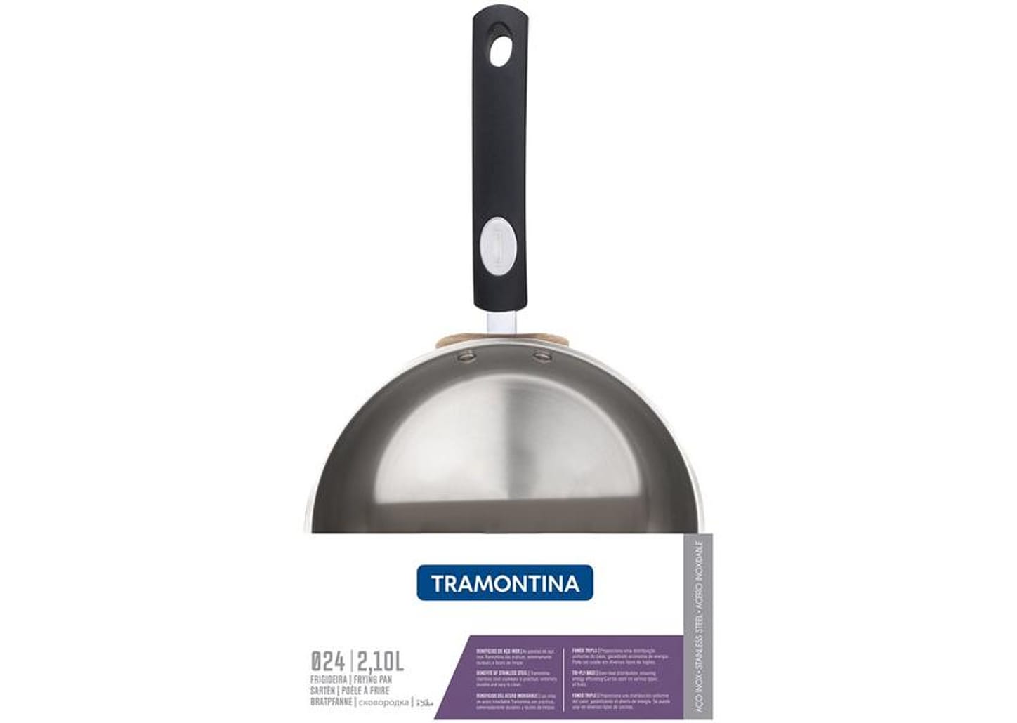 Frigideira Tramontina Inox Fundo Triplo Solar Silicone 62135240 24cm