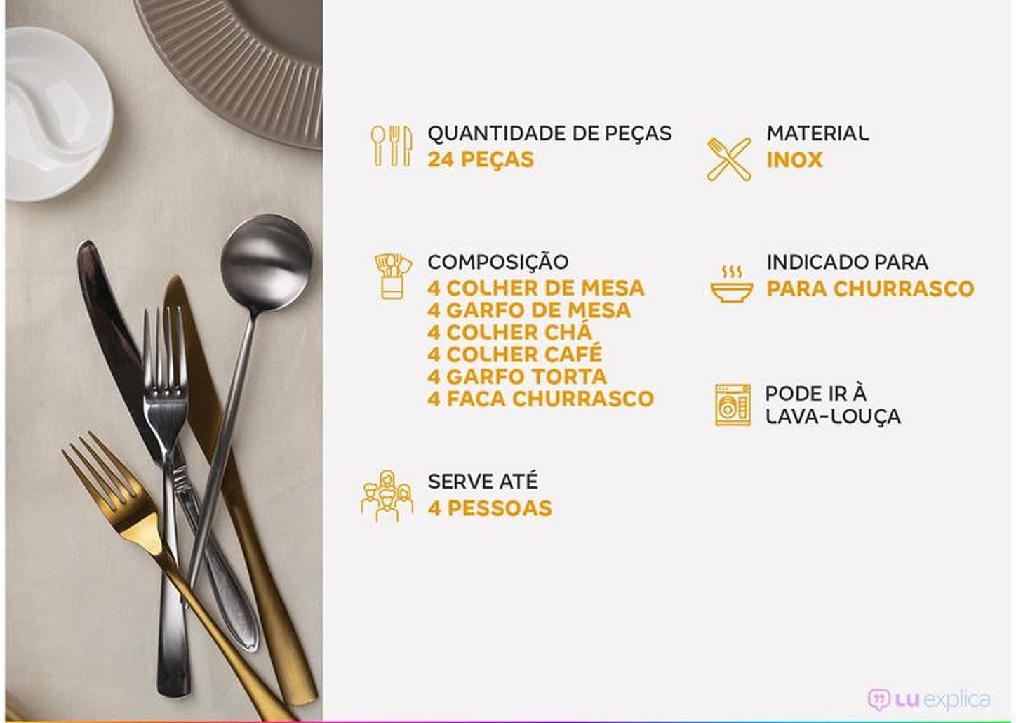 Faqueiro Tramontina Inox 24 Peças Laguna 66906575