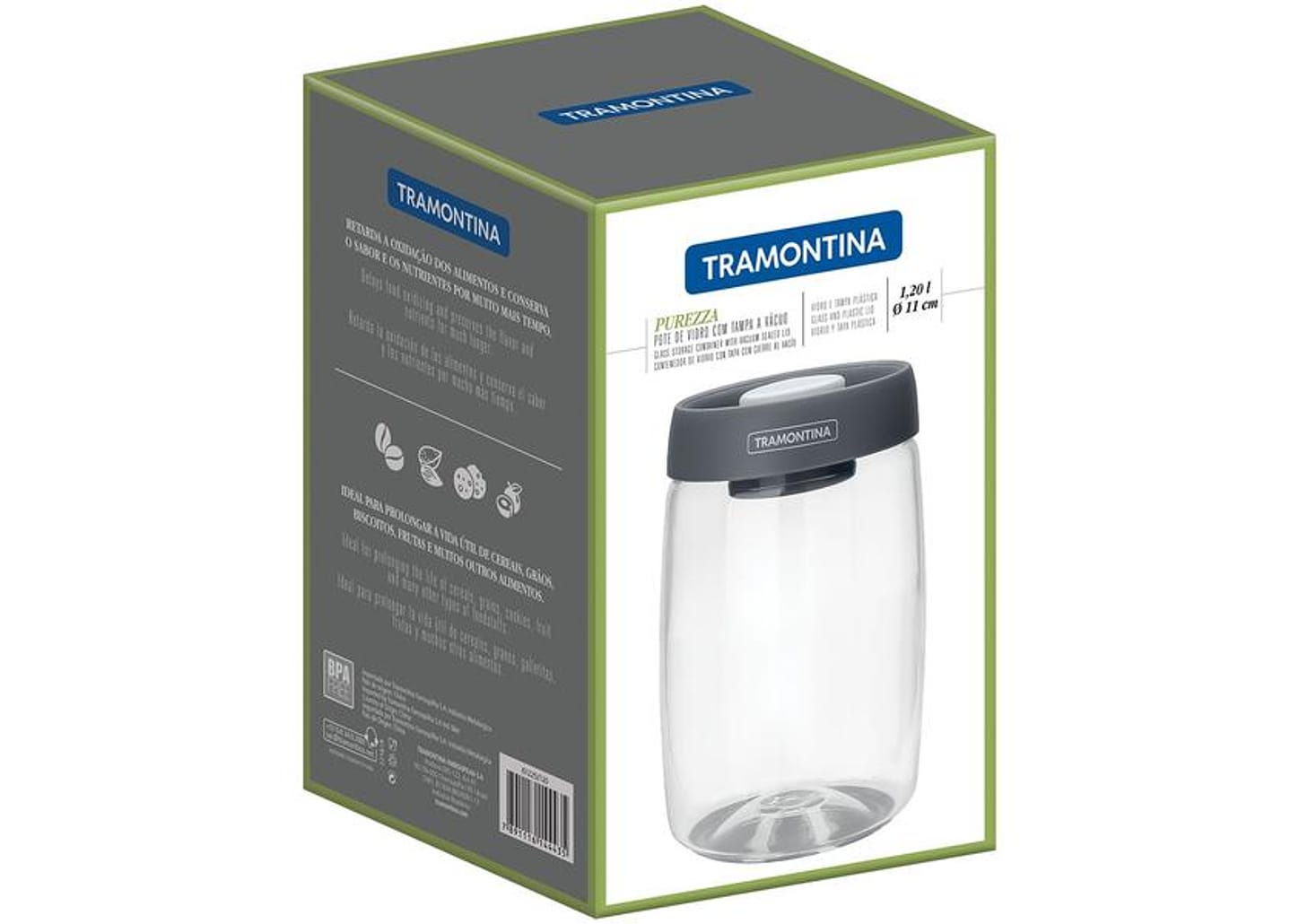 Pote de Vidro Hermético Tramontina com Tampa Redondo 1,2L Purezza