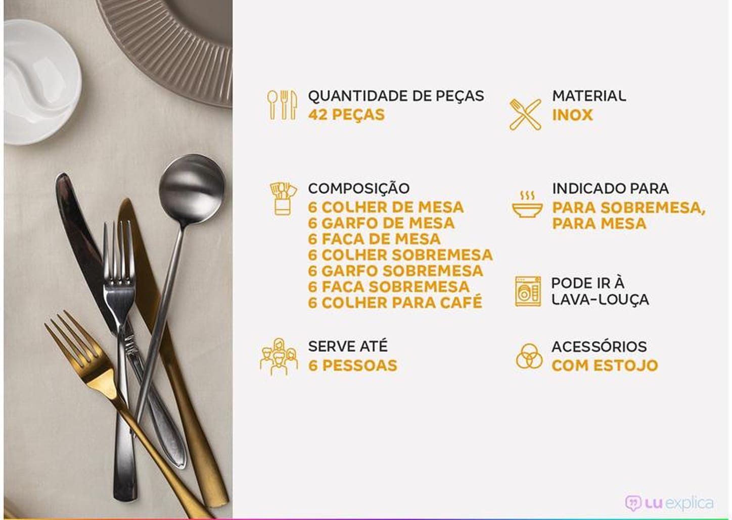 Faqueiro Tramontina Inox 42 Peças Satri 66982203 com Estojo