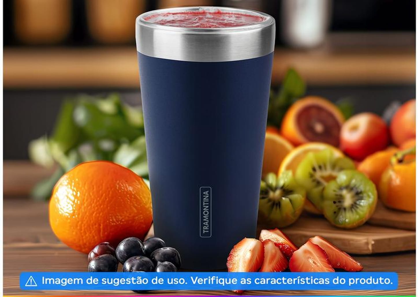 Copo Térmico Parede Dupla Tramontina Exata 61646420 Azul 420ml