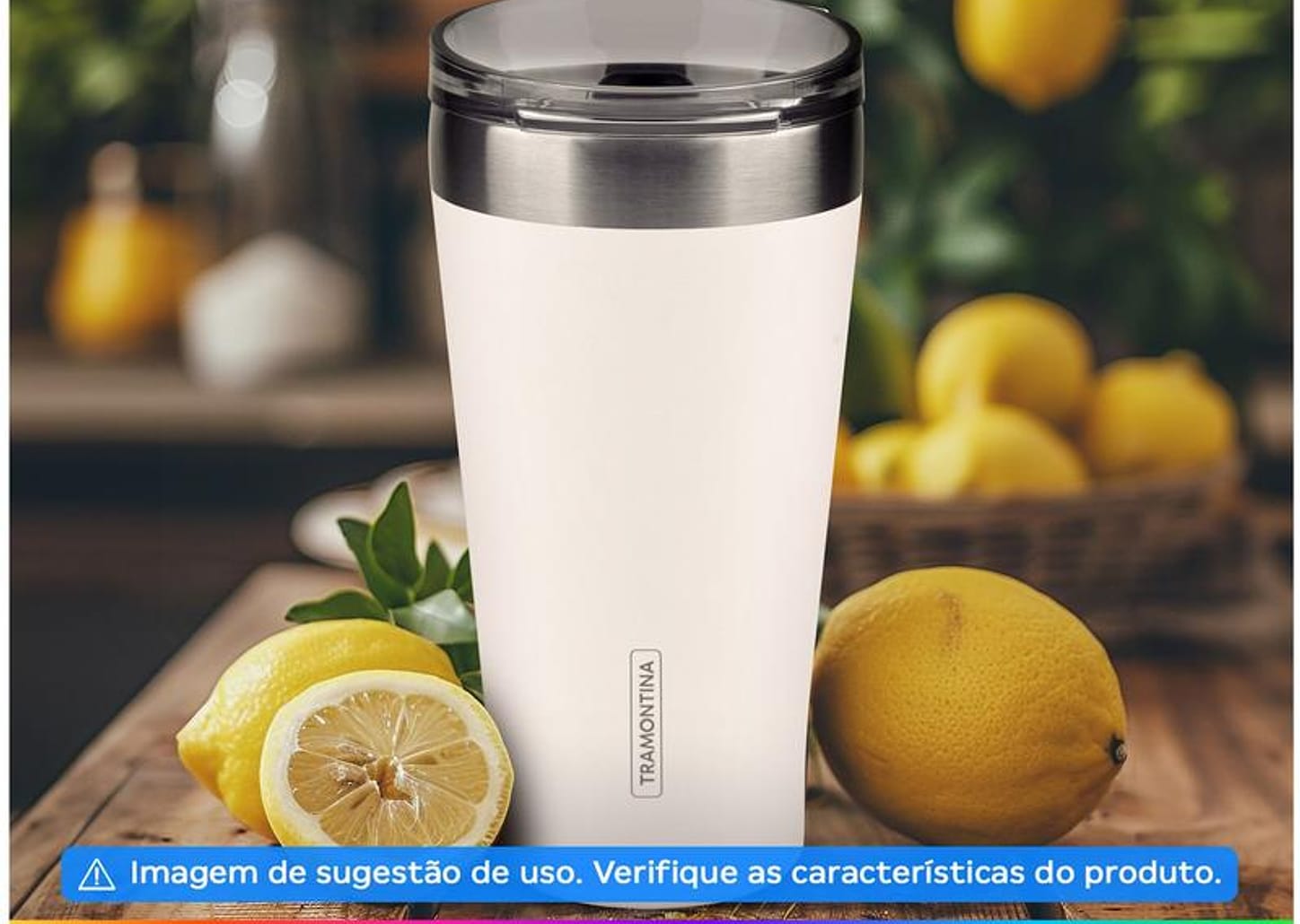 Copo Térmico Parede Dupla com Tampa Tramontina Exata 61646515 Branco 550ml