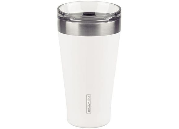 Copo Térmico Parede Dupla com Tampa Tramontina Exata 61646515 Branco 550ml