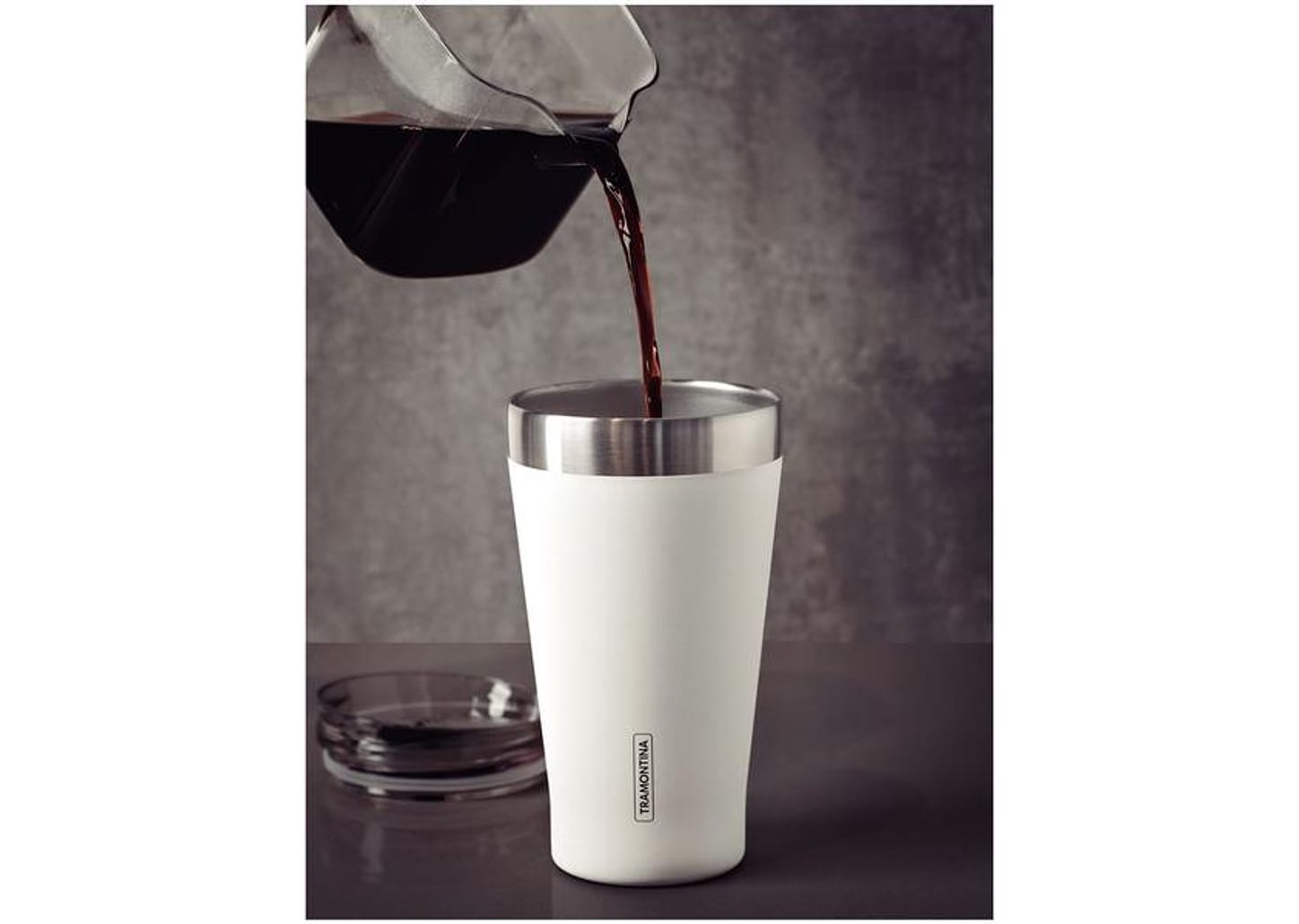 Copo Térmico Parede Dupla com Tampa Tramontina Exata 61646515 Branco 550ml