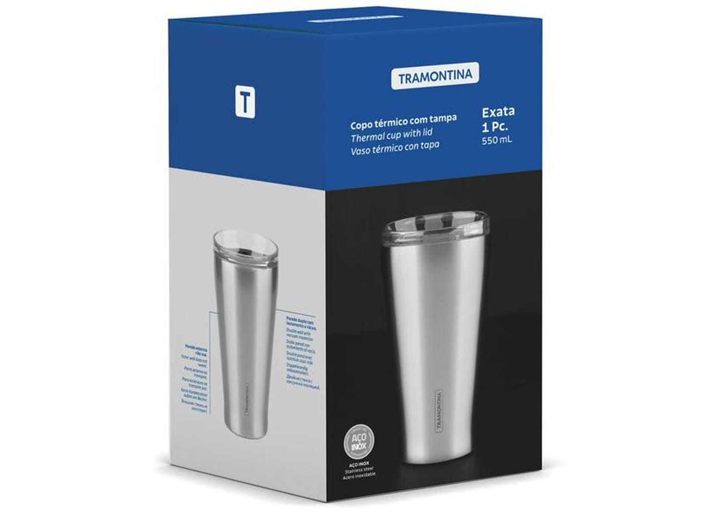 Copo Térmico Parede Dupla com Tampa Tramontina Exata 61646535 550ml