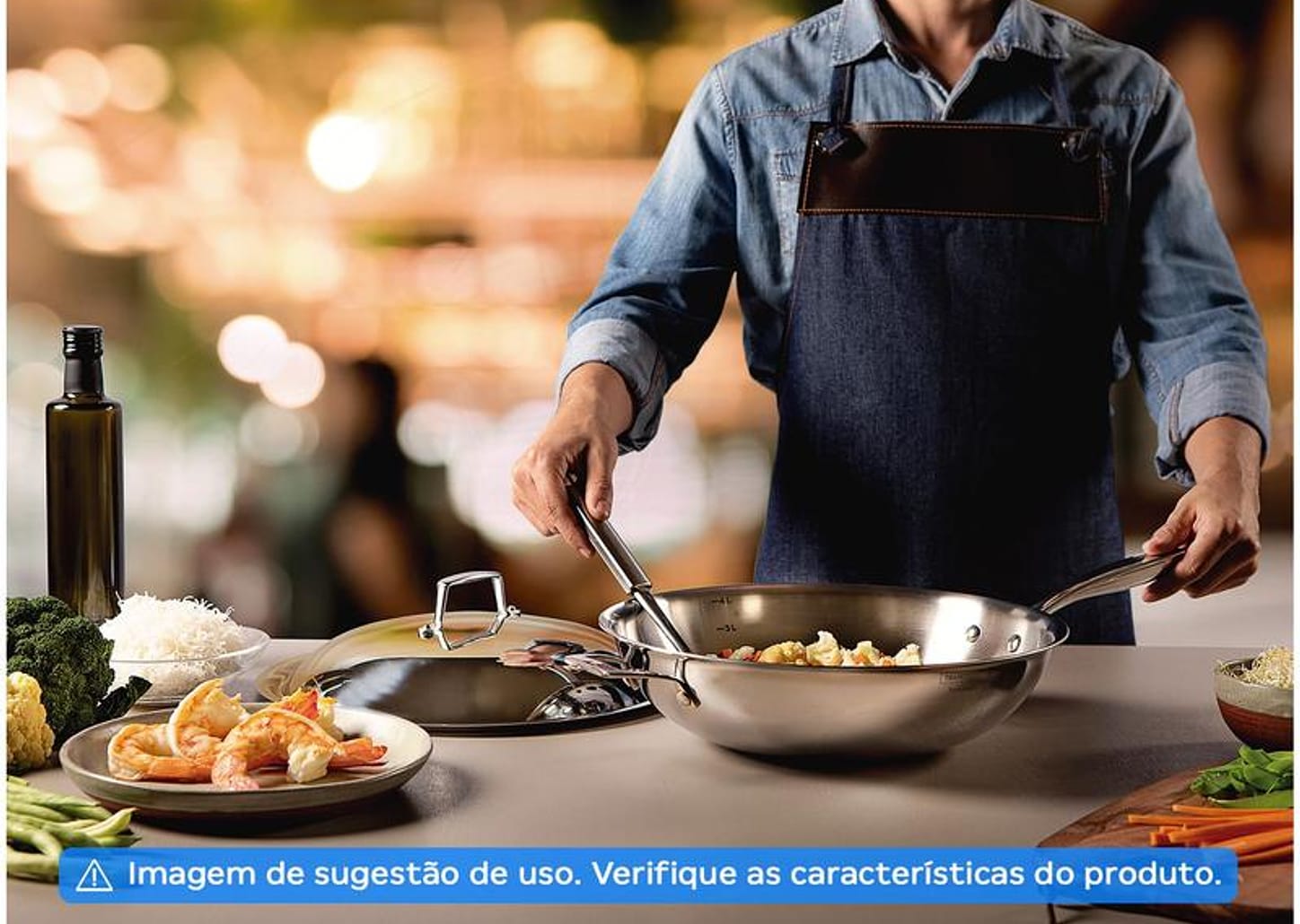 Panela Wok Tramontina Inox Grano 32cm