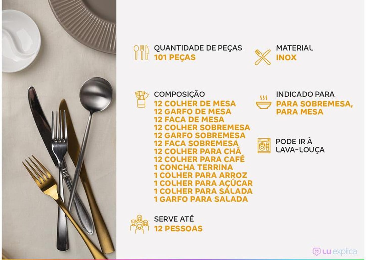 Faqueiro Tramontina Inox 101 Peças Zurique 66986030