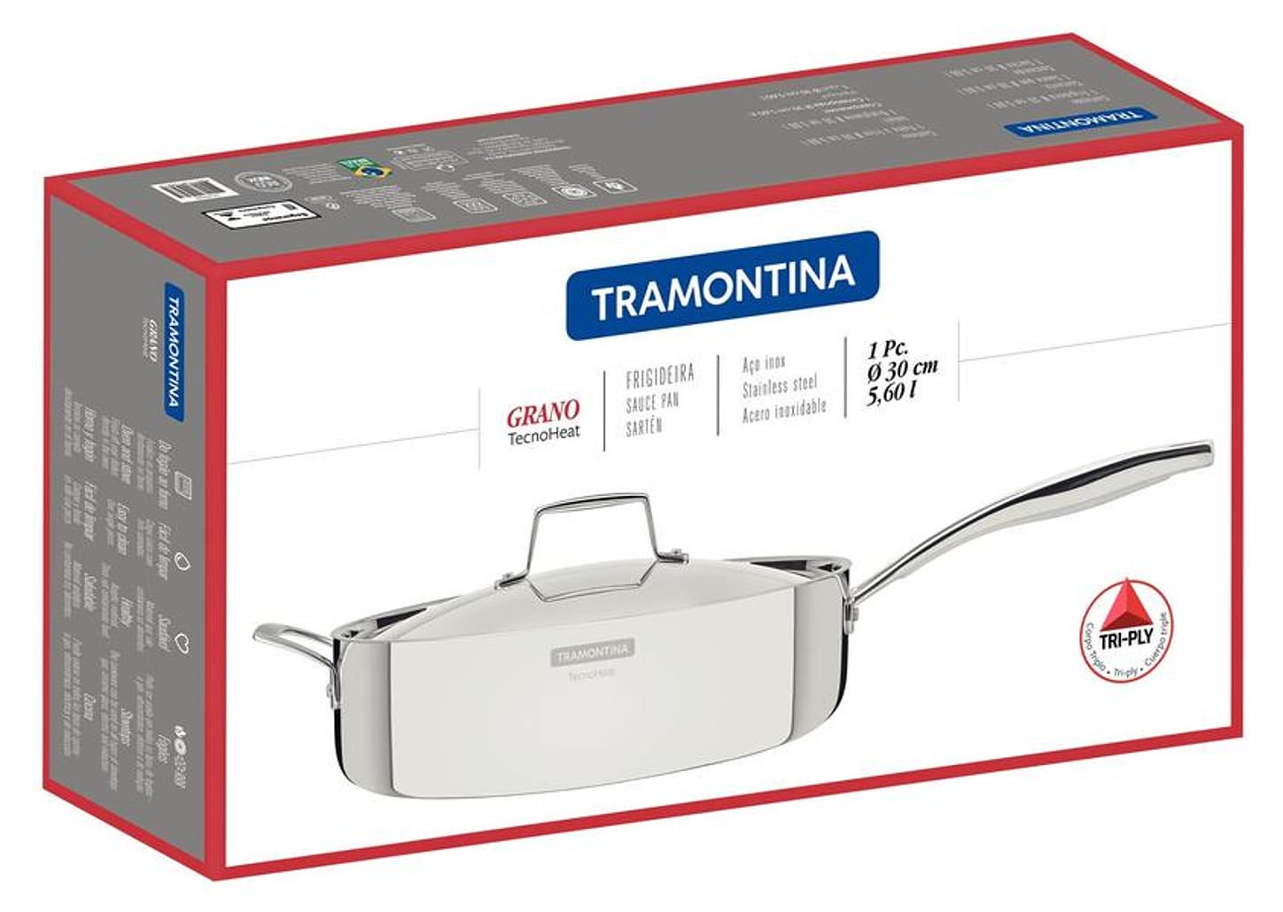 Frigideira Tramontina Inox Fundo Triplo Grano 62140300 30cm