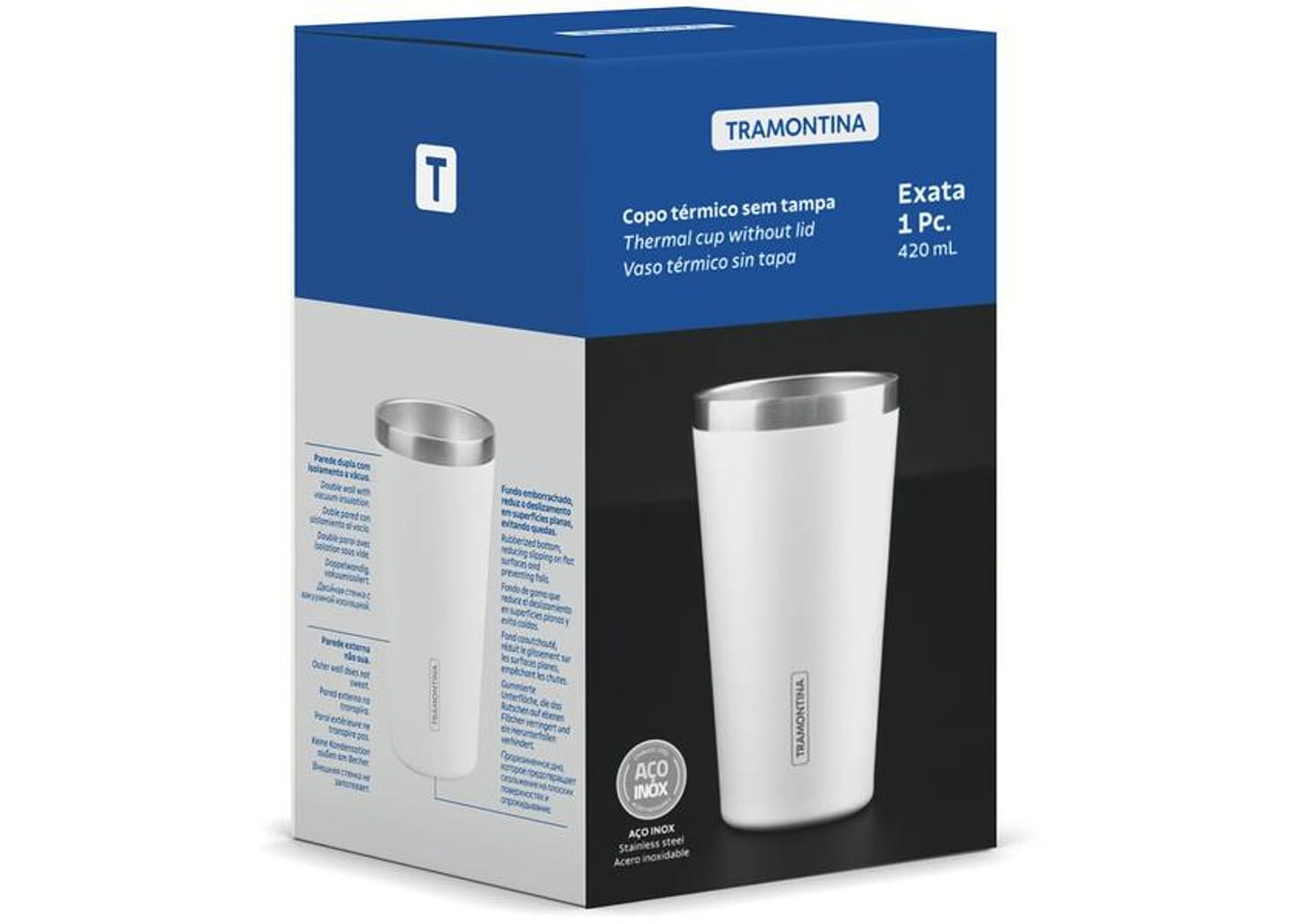Copo Térmico Parede Dupla Tramontina Exata 61646410 Branco 420ml