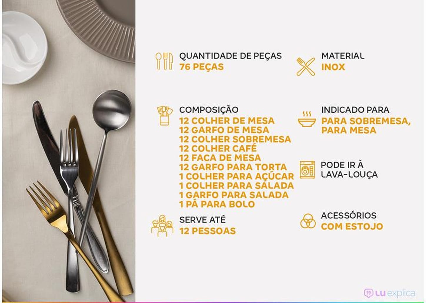 Faqueiro Tramontina Inox 76 Peças Italy 66932307 com Estojo