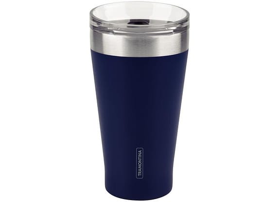 Copo Térmico Parede Dupla com Tampa Tramontina Exata 61646525 Azul 550ml