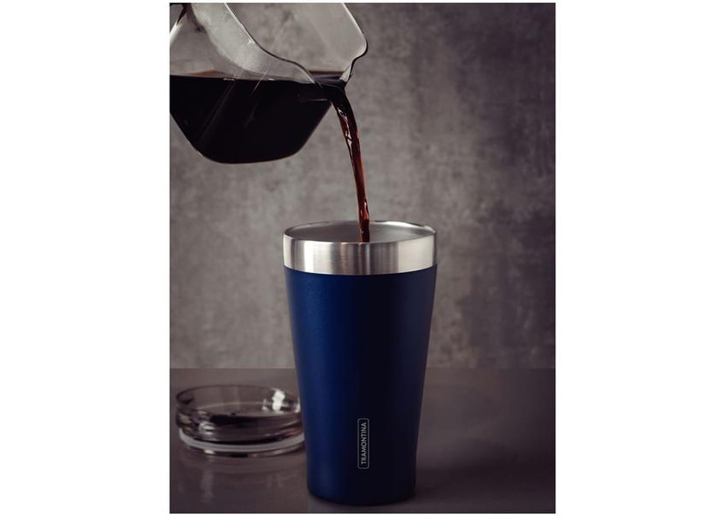 Copo Térmico Parede Dupla com Tampa Tramontina Exata 61646525 Azul 550ml