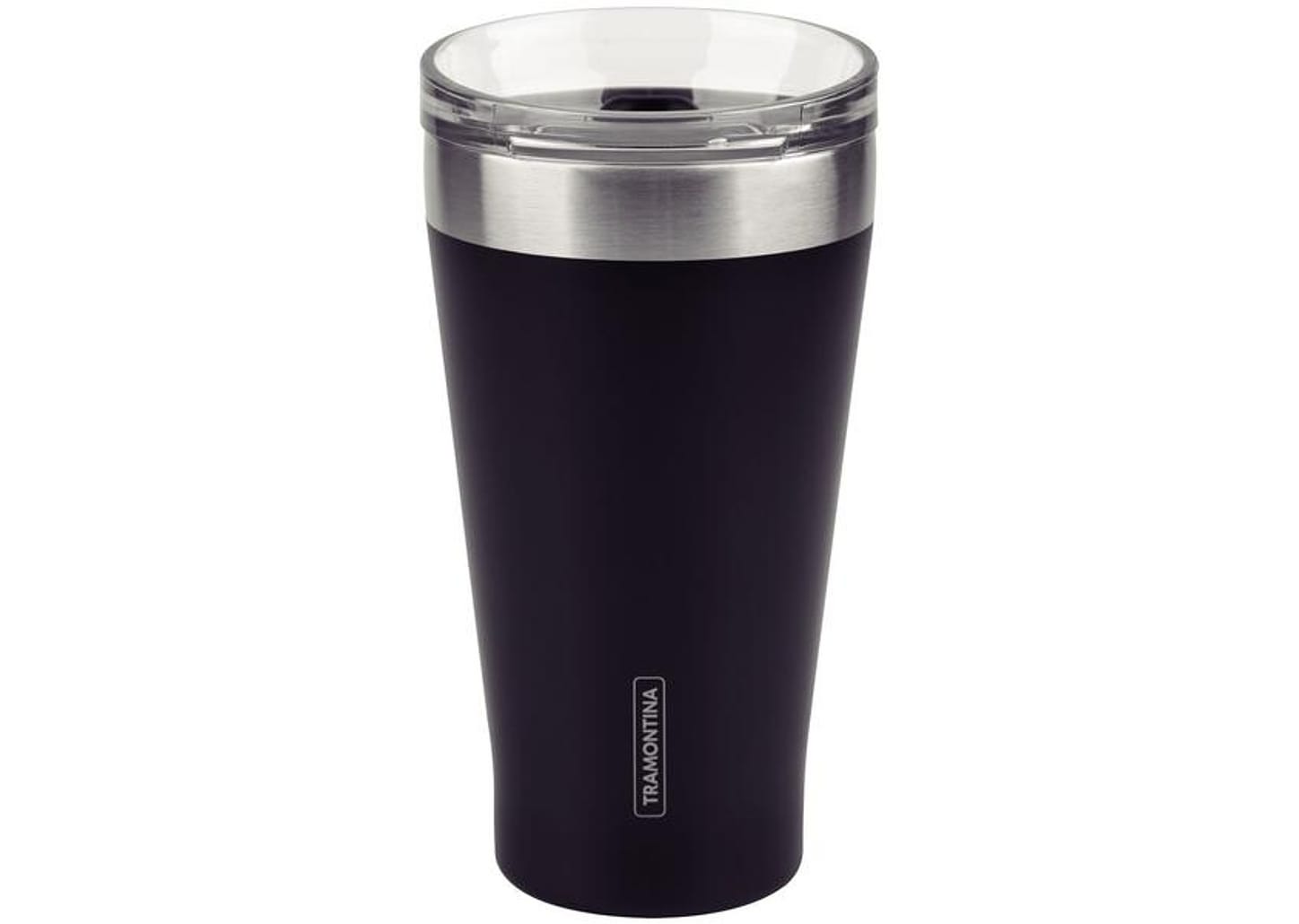 Copo Térmico Parede Dupla com Tampa Tramontina Exata 61646505 Preto 550ml