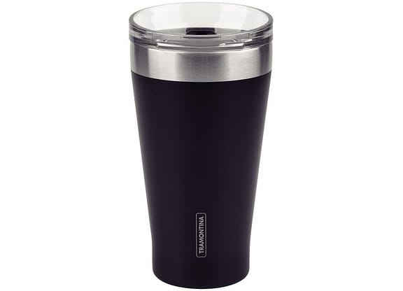 Copo Térmico Parede Dupla com Tampa Tramontina Exata 61646505 Preto 550ml