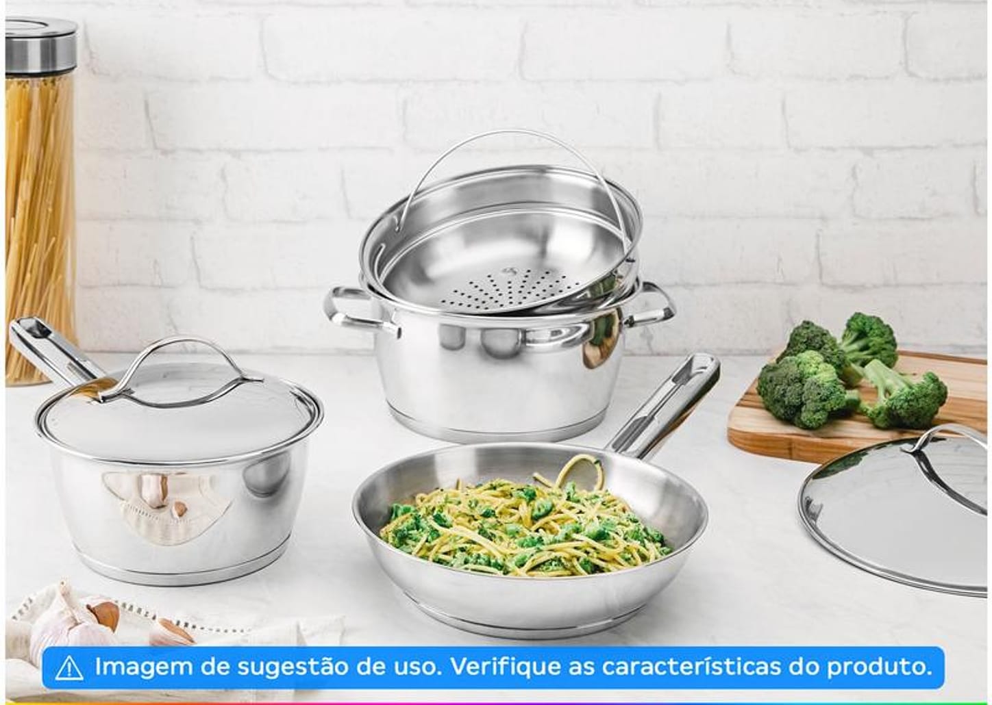 Jogo de Panelas Tramontina Inox Fundo Triplo 4 Peças Allegra