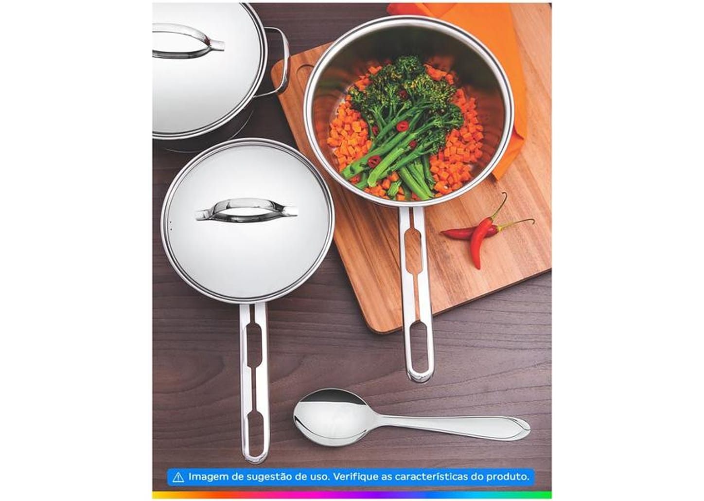 Jogo de Panelas Tramontina Inox Fundo Triplo 4 Peças Allegra