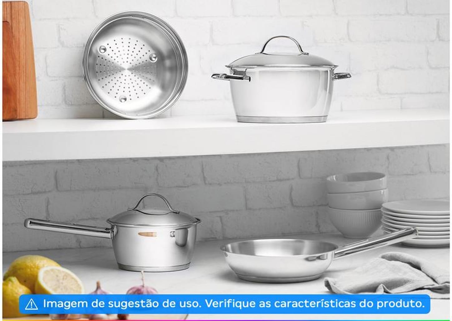 Jogo de Panelas Tramontina Inox Fundo Triplo 4 Peças Allegra