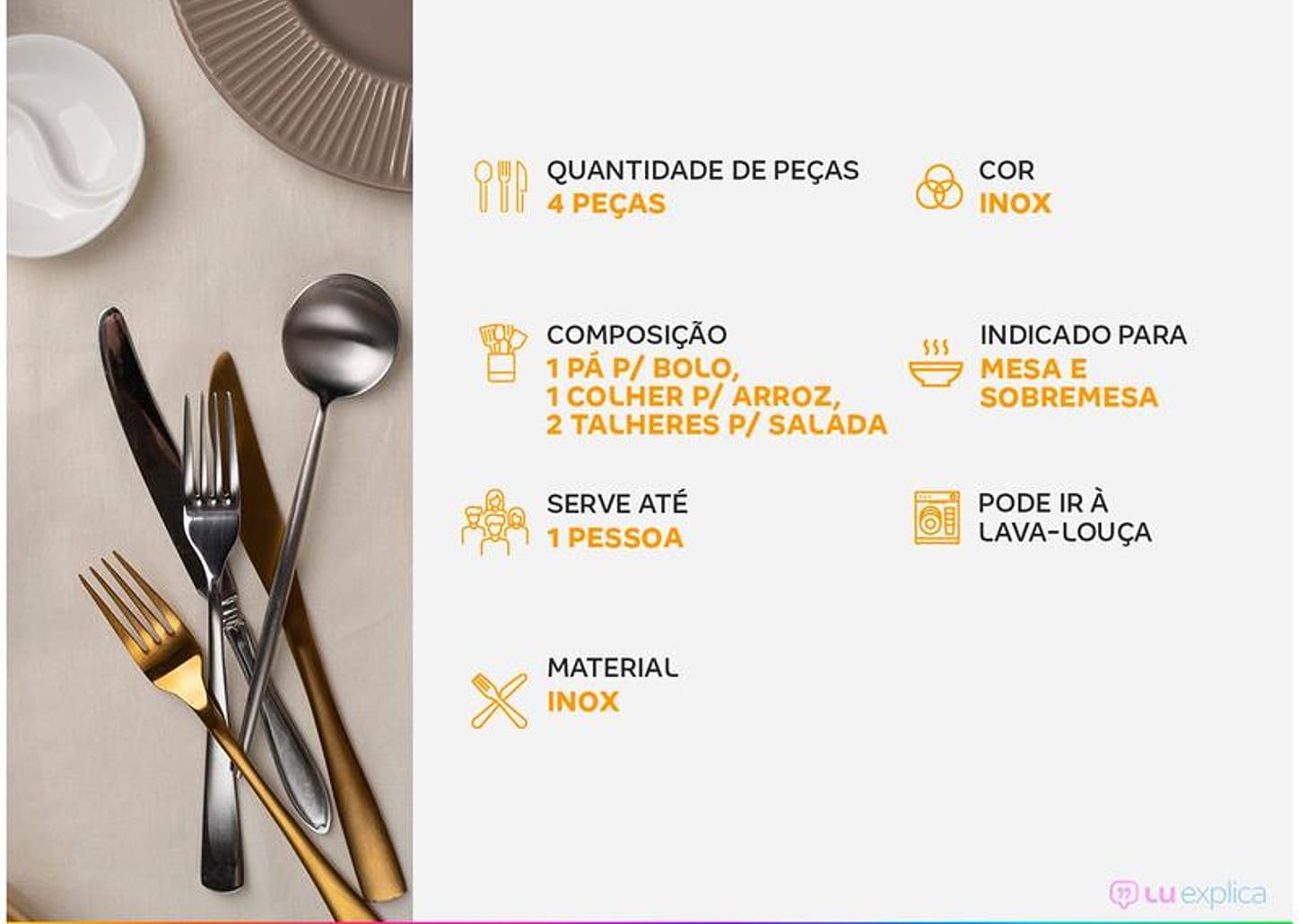 Conjunto de Utensílios Inox Tramontina Italy 66932160 4 Peças