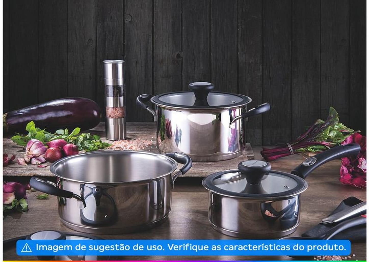 Jogo de Panelas Tramontina de Inox Prata 4 peças Solar